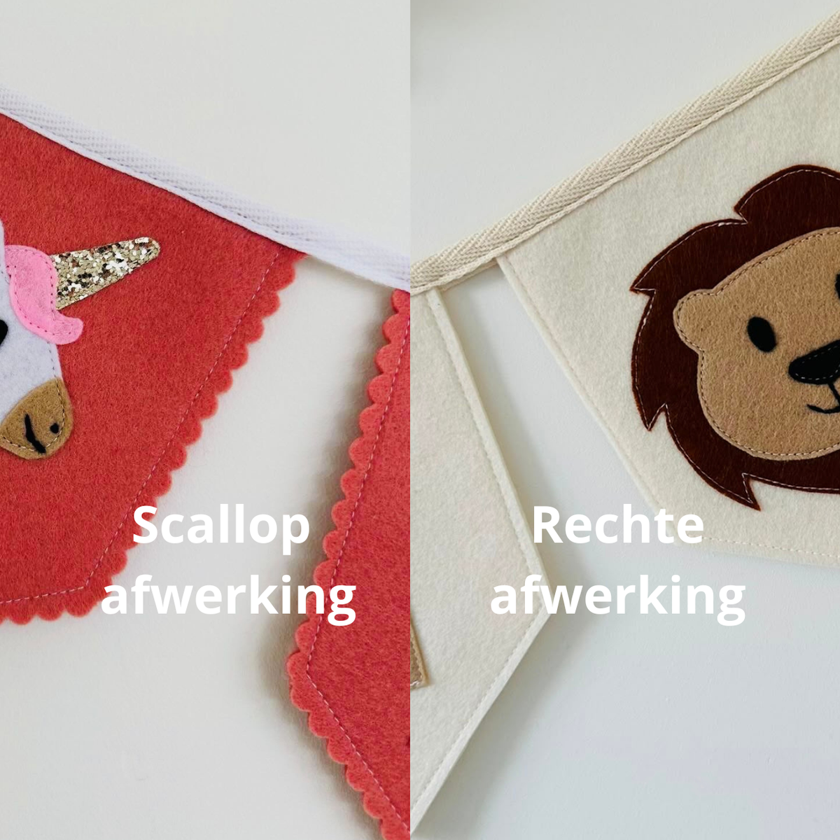op de afbeelding zie je 2 verschillende soorten randen afwerking. Links scallop en rechts recht.